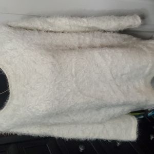 Fluffy white sweater